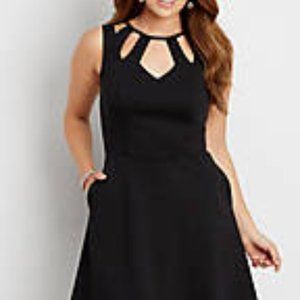 Maurices POCKETS Cut Out Neck Black Dress XXL